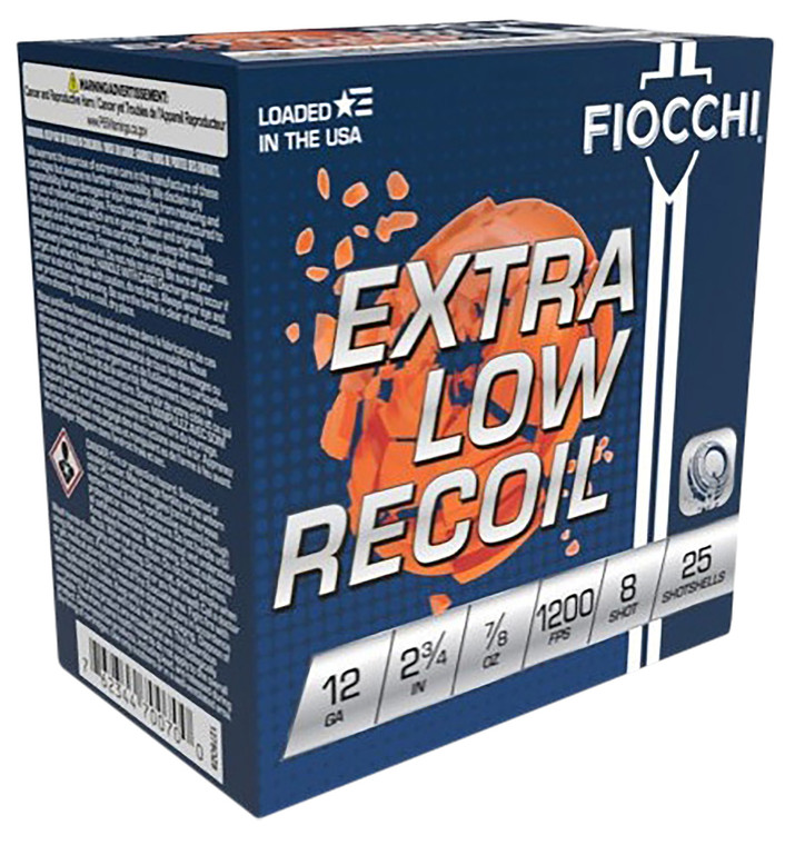 Fiocchi 1278OZ8 Low Recoil Trainer 12 Gauge 8 Shot Sport Shooting Ammunition