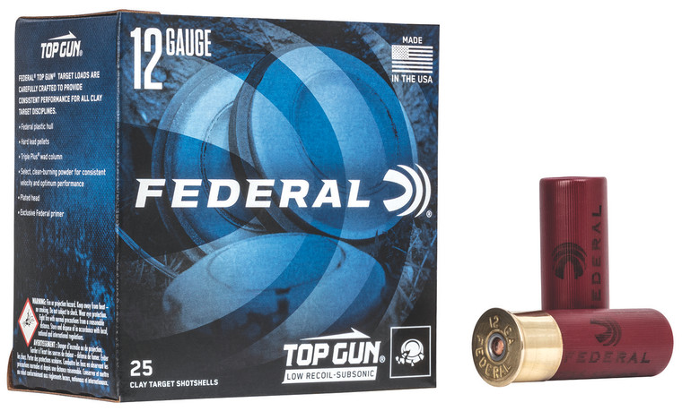 Federal TGM12375 Subsonic 12 Gauge Lead Shotshells – 2.75 Inch, 1 1/8 Oz, Shot Size 7.5, 900 fps, 25 Rounds per Box