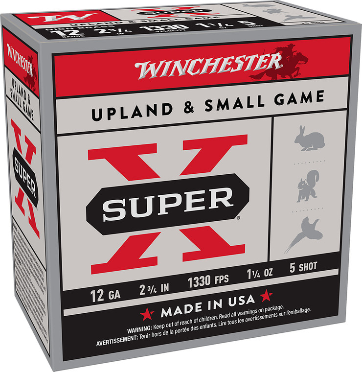 Winchester Ammo Super X X125 12 Gauge 2.75-Inch Shotgun Shells with Lead Shot, 1 1/4 oz, Size 5, 1330 fps - Pack of 25