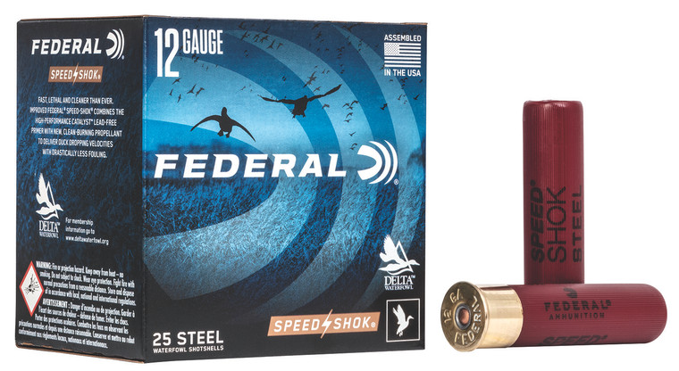 Federal Speed-Shok 12 Gauge Steel Shot, 3.50 Inch, 1 3/8 oz, Size 4, 1550 fps - Pack of 25 Rounds