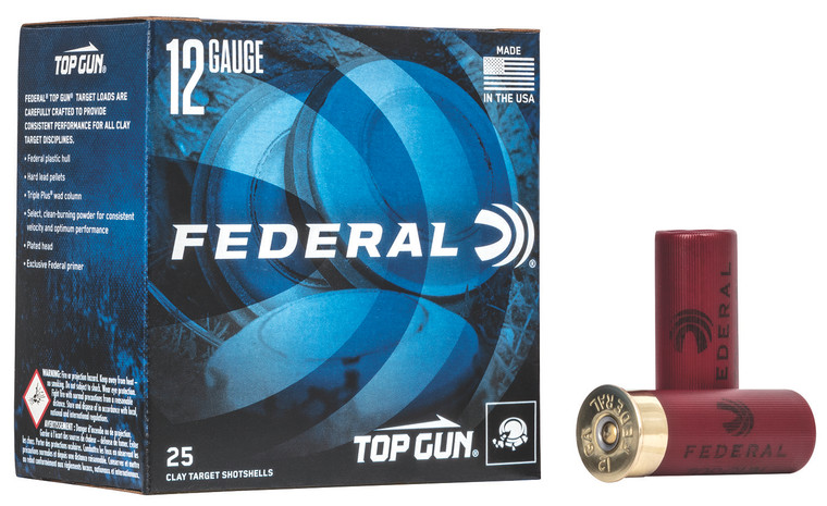 Federal Top Gun 12 Gauge 2.75 Inch 8 Shot Lead Shotshells – 1-1/8 oz, 1200 fps, 25 Rounds per Box