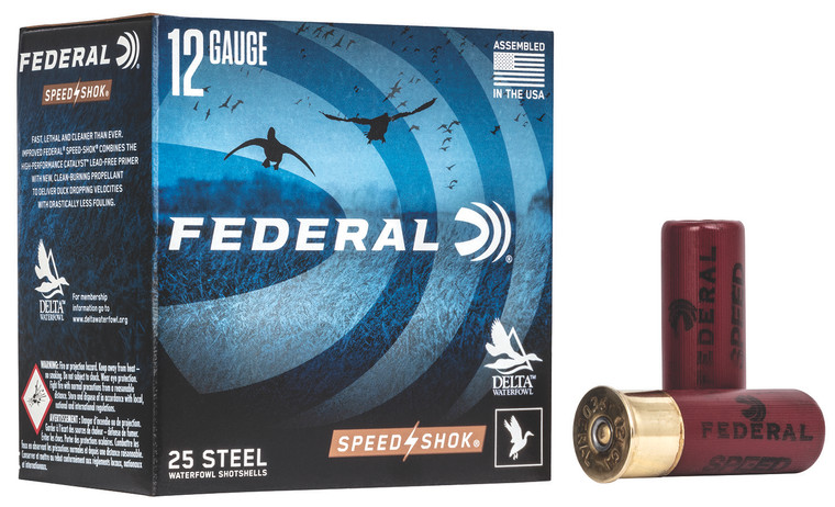 Federal Speed-Shok 12 Gauge Steel Shotgun Ammunition, 2 3/4 inch, 1 1/8 oz, #2 Shot, 1500 fps, 25 Rounds per Box