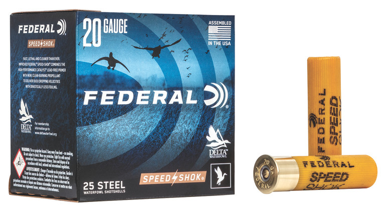 Federal Speed-Shok 20 Gauge Steel Shotgun Shells - 3 inch, 7/8 oz, Size 4, 1500 fps, Pack of 25