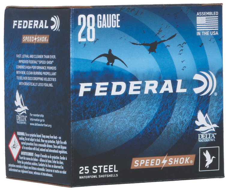 Federal Speed-Shok 28 Gauge Steel Shotshells – 2.75 Inch, 5/8 Oz, Size 6, 1350 fps – Pack of 25