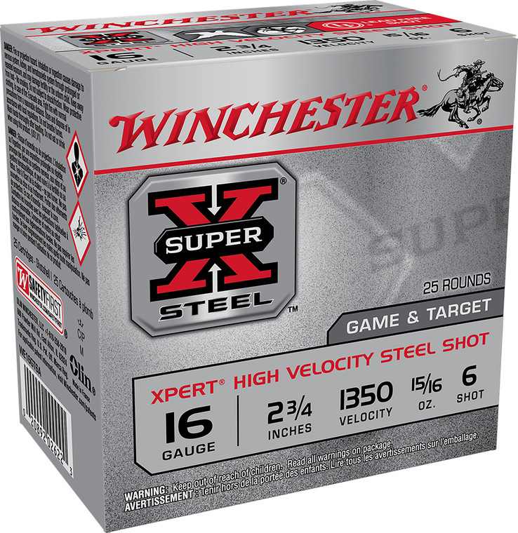 Winchester Ammo WE16GT6A Super X Xpert HV 16-Gauge Steel Shotshells, 2 3/4 inch, 15/16 oz, Shot Size 6 - High Velocity Hunting Load