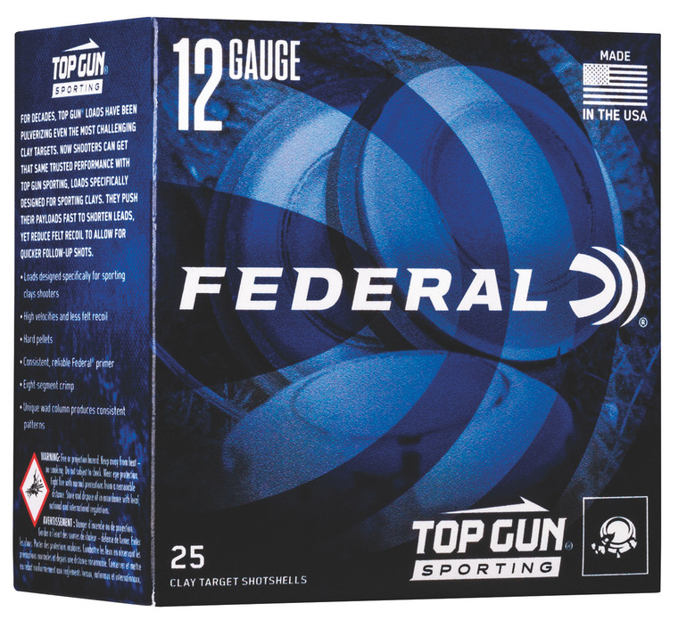 Federal Top Gun 12 Gauge Shotshells, 1 oz, 7.5 Shot, 2.75-Inch, 1300 fps - 25 Rounds per Box