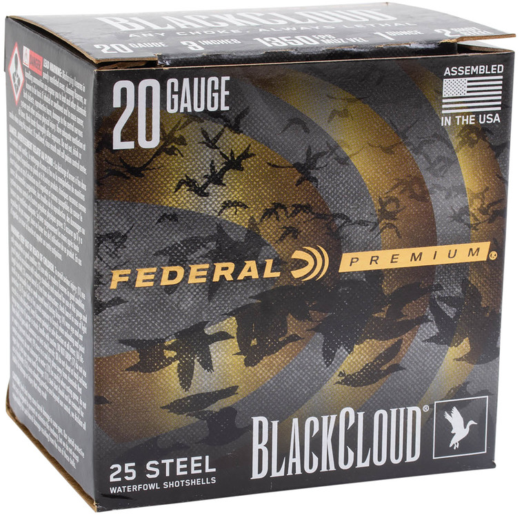 Federal Premium Black Cloud 20 Gauge 3-Inch 1 oz Steel Shotshells – 25 Rounds per Box, 10 Boxes per Case (Part No. PWUX20924)