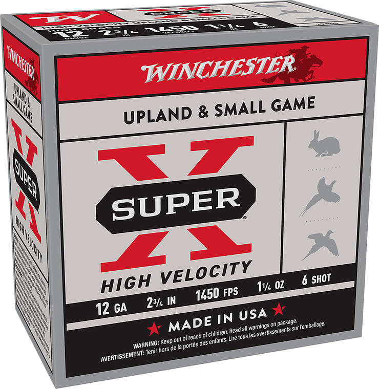 Winchester Ammo X12HV6 Super-X 12 Gauge 2.75-Inch High Velocity Steel Shotshells, 1 1/4 oz, Size 6, Pack of 25