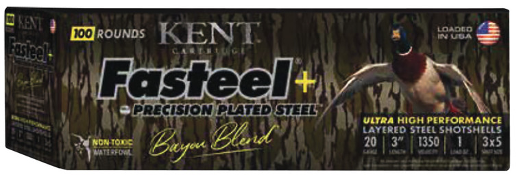 Kent Cartridge CC203FSP283X5 Steel Shotshells 20 Gauge, 3-Inch, 1 oz, 3x5 Shot, 1350 fps, 100 Rounds per Box
