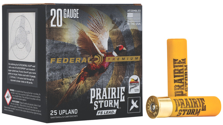 Federal Premium Prairie Storm FS Lead Shotshells - 20 Gauge, 3 Inch, 5 Shot, 1 1/4 oz, 1300 fps, Pack of 25