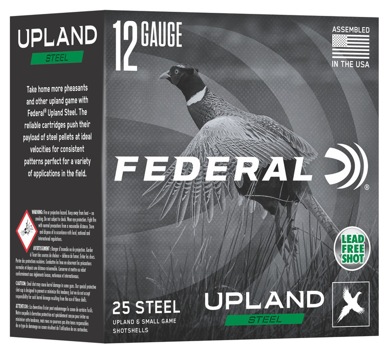 Federal UPLND STL 12 Gauge Shotshell Steel Loads, 1-1/8 oz, 25 Rounds