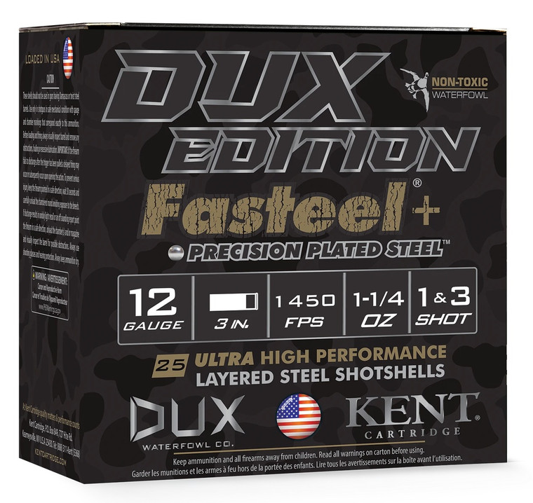 Kent Cartridge CC123FSPD361X3 DUX WTFL 12 Gauge Shotshell Steel Loads, 3 Inch, 1X3, 100 Rounds