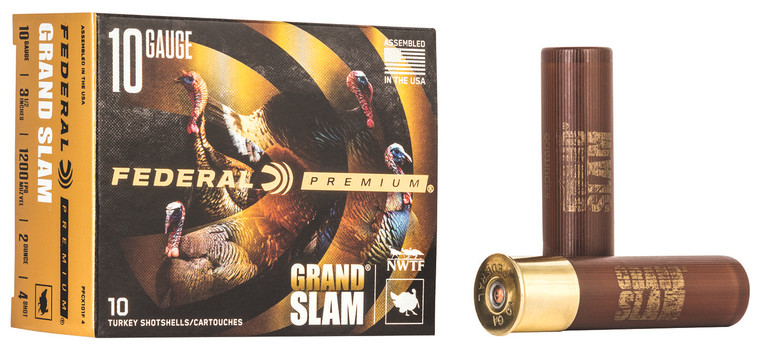 Federal Premium Grand Slams FLITECONTROL FLEX 10 Gauge Shotshells – 3.5 inch, 2 oz, Shot Size 4, 1200 fps for Turkey Hunting
