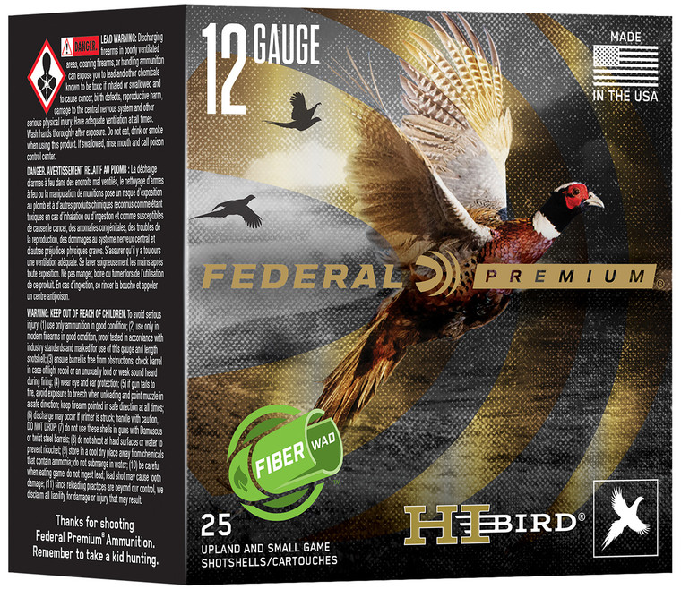 Federal Hi-Bird Fiber Wads 12 Gauge 2.75 inch 1 1/4 oz Shot Size 5 - Pack of 25 Rounds
