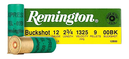 Remington Ammunition 20411 12 Gauge 00 Buckshot - 2.75-inch, 9 Pellets, 1325 fps, 25 Rounds per Box