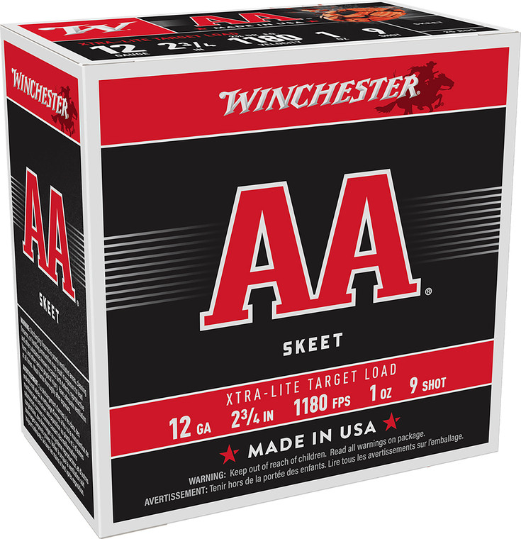 Winchester Ammo AA X-Lite 12 Gauge 2.75-Inch 1 oz Shot Size 9 Shotshells - Ideal for Sport Shooting