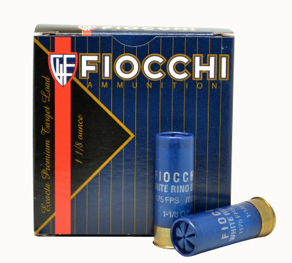 Fiocchi Exacta Target Loads White Rino 12 Gauge 2.75-Inch, 1 1/8 oz, Shot Size 8, 1150 fps - Sport Shooting
