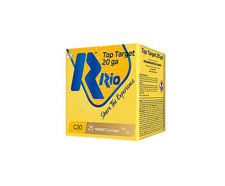 Rio Ammunition TT2075 Top Target 20 Gauge Shotshells – 2.75 Inch, 7/8 oz, 7.5 Shot, 1250 fps, 25 Rounds per Box