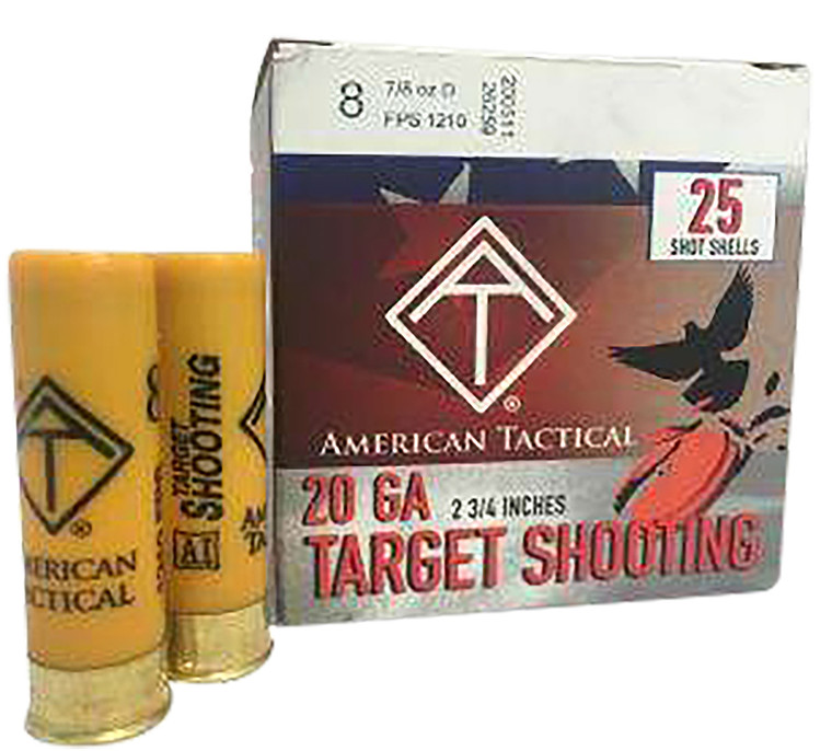 ATI AC20T8 20 Gauge Target Load Shotshell - 2.75-inch, 7/8 oz, #8 Shot, 25 Rounds Per Box