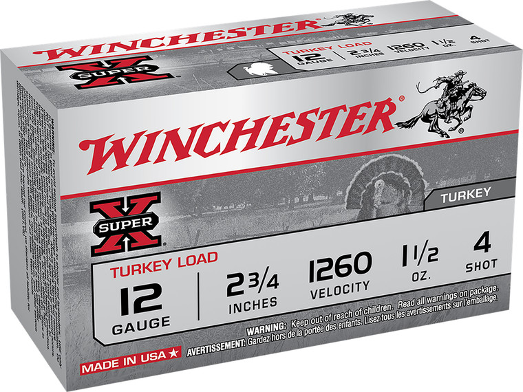 Winchester Ammo X12MT4 Super X 12 Gauge Shotshells – 2.75-inch, 1.5 oz, Copper-Plated Lead, Shot Size 4, 1260 fps for Hunting
