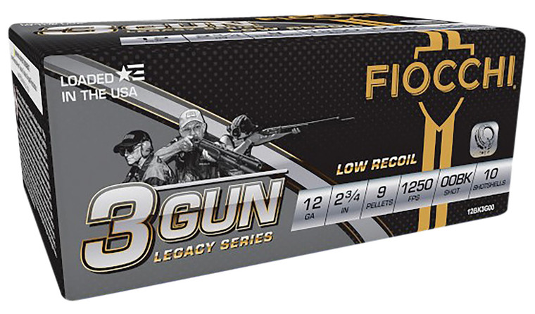Fiocchi 12 Gauge 3 Gun Match Shotshell Buckshot Loads, 2.75-Inch, 9 Ounces, 00 Buck, 1250 fps, 10 Rounds per Box