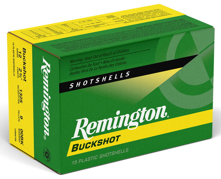 Remington Ammunition 26876 12 Gauge 00 Buckshot Shotshells, 2.75-inch, 9 Pellets, 1325 fps – Hunting Load