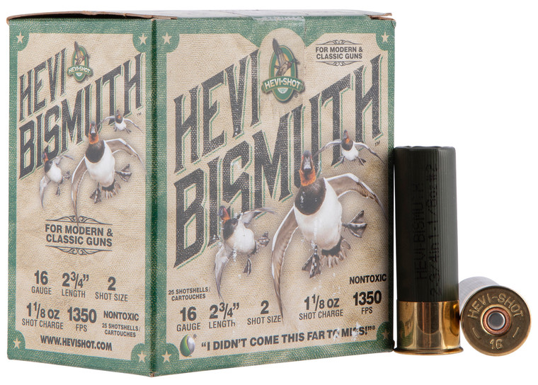 Hevi-Shot HEVI HS16702 Bismuth Waterfowl Shotshell for 16 Gauge, 2.75 inch, 1 1/8 oz, Size 2
