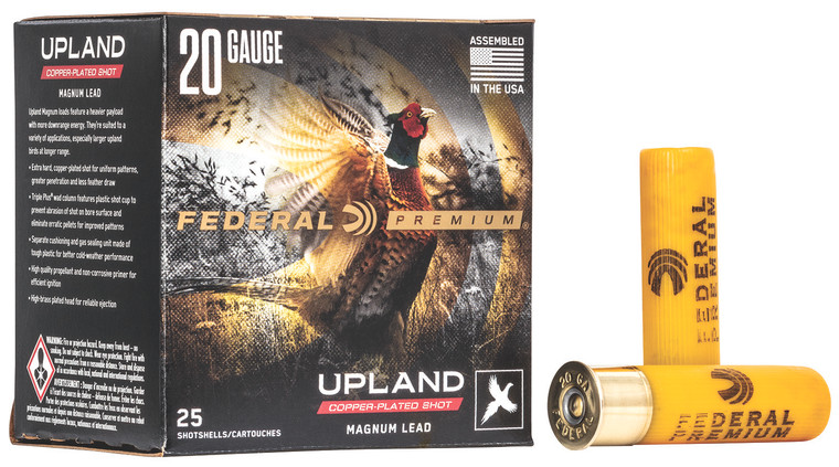 Federal Premium 20 Gauge P2586 Upland Hunting Shotshells – 3 inch, 1 1/4 oz Lead, Size 6, 1300 fps, Pack of 25