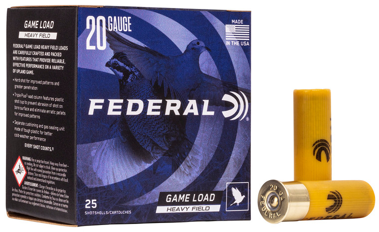 Federal Game-Shok Upland Heavy Field 20 Gauge 1 oz Lead Shot, 6 Shot Size - Reliable Hunting Ammo
