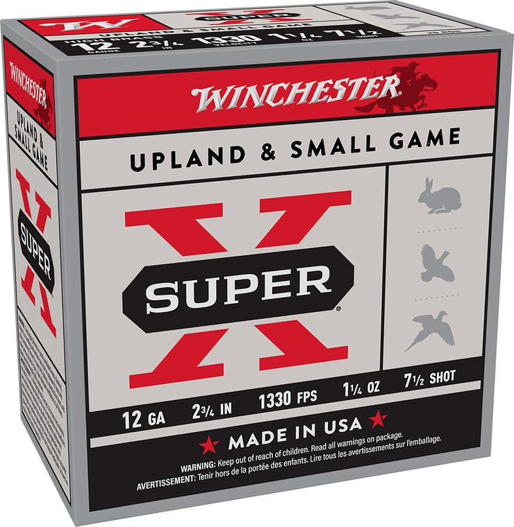 Winchester Ammo Super X 12 Gauge 2.75 inch 1 1/4 oz Lead Shot, Shot Size 7.5 – Ideal for Upland and Small Game Hunting