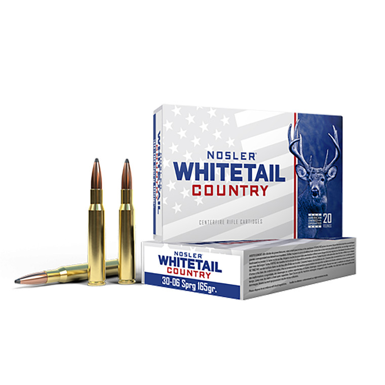 Nosler 40125 Whitetail Country 30-06 Springfield 165 Grain Spitzer Boat Tail Centerfire Rifle Ammunition