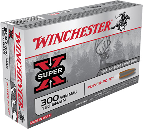 Winchester Ammo X30WM1 300 Winchester Magnum 150 Grain Power Point Centerfire Rifle Rounds - Hunting