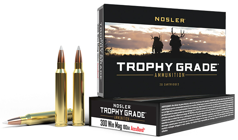 Nosler Trophy Grade 300 Win Mag Ammunition with AccuBond Bullets - 180 Grain, 20 Rounds per Box