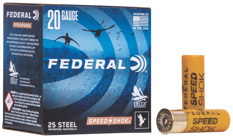 Federal Speed-Shok 20 Gauge Steel Shotgun Ammo – 2.75-inch, 3/4 oz, Shot Size 4, 1425 fps, 25 Rounds