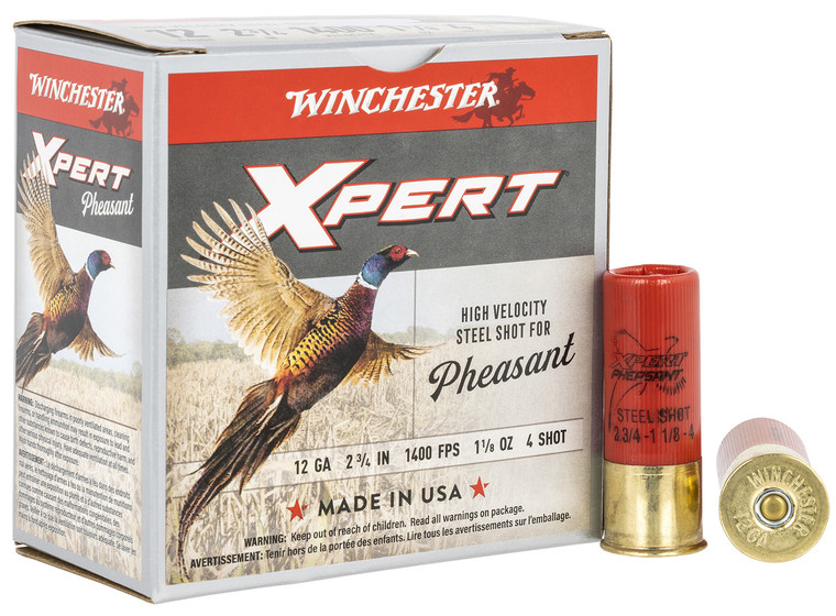 Winchester Ammo WEXP12H4 Xpert Steel 12 Gauge Shotshell, 2.75-inch, 1 1/8 oz, Lead-Free Steel Shot, 4 Shot Size, 1400 fps, 25 Rounds per Box