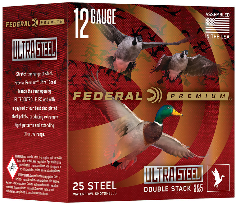 Federal Premium Ultra Steel 12 Gauge Shotshells - 3 Inch, 1 1/4 Ounce, Shot Size 2, 1450 fps