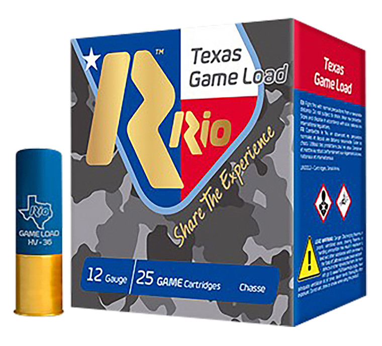 RIO Ammunition Texas Game Load 12 Gauge Shotshell - 2.75 inch, 1 1/4 oz, Shot Size 8, 1340 fps, 25 Rounds per Box