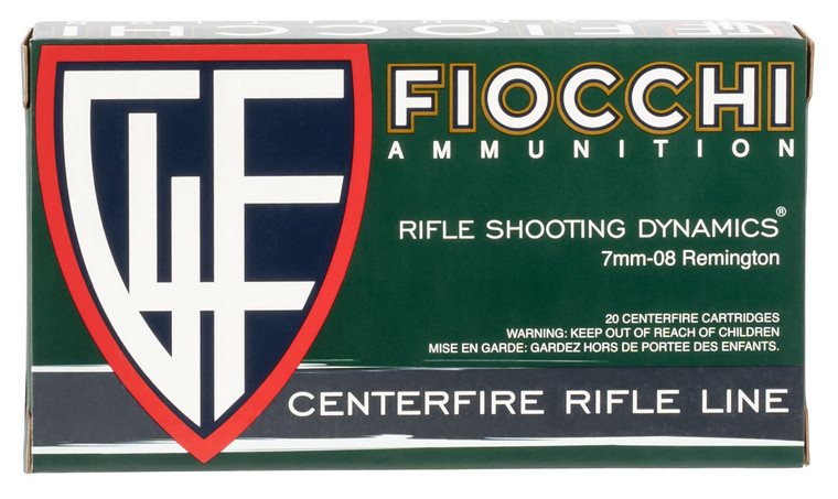 Fiocchi 7mm-08 Remington Pointed Soft Point Centerfire Rifle Ammo – 139 Grain, 20 Rounds per Box