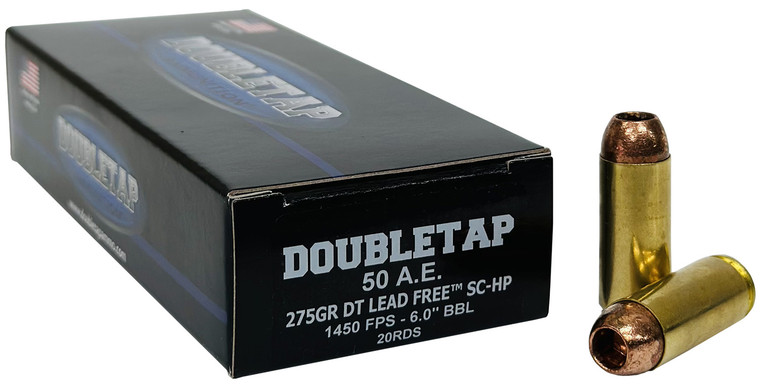 DoubleTap Ammunition 50AE275X Centerfire Handgun Rounds - 50 AE, 275 Grains, Lead-Free