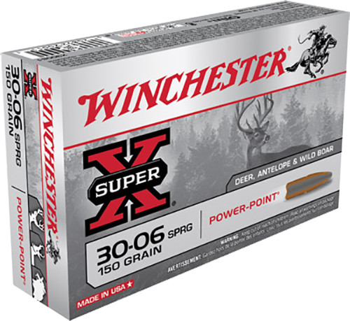 Winchester Ammo X30061 30-06 Springfield Power Point 150 Grain Centerfire Rifle Rounds - Hunting Ammunition
