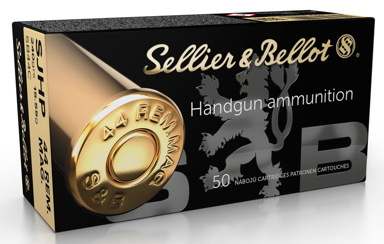 Sellier & Bellot SB44C 44 Rem Mag 240 Grain Semi Jacketed Hollow Point Centerfire Handgun Rounds (50 Rounds per Box, 12 Boxes per Case)