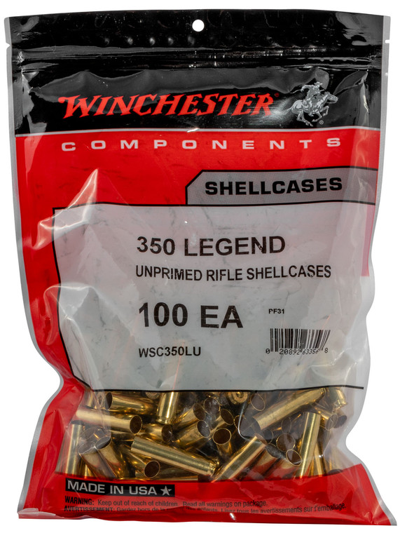 Winchester Ammo WSC350LU .350 Legend Brass Rifle Shellcases, 100-Pack