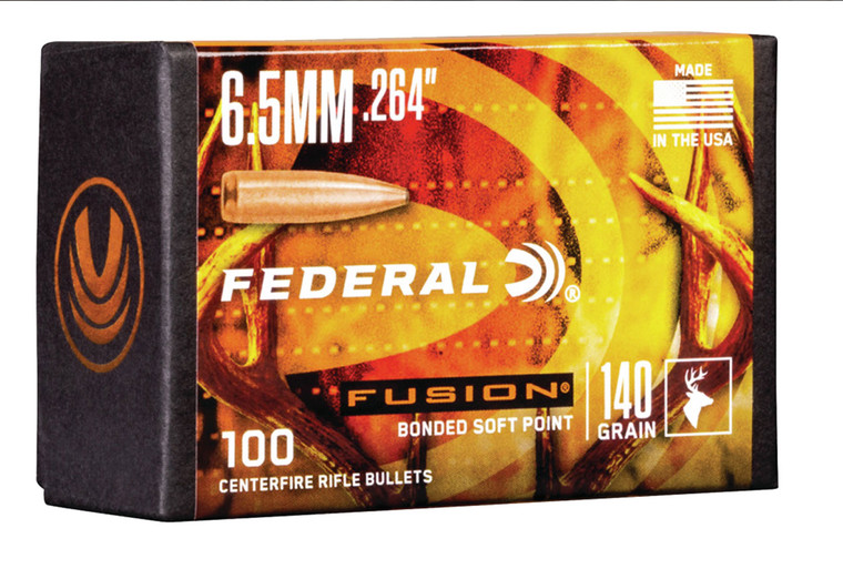 Federal FB264F2 Fusion .264 140-Grain Soft Point Reloading Bullets, 100 Count