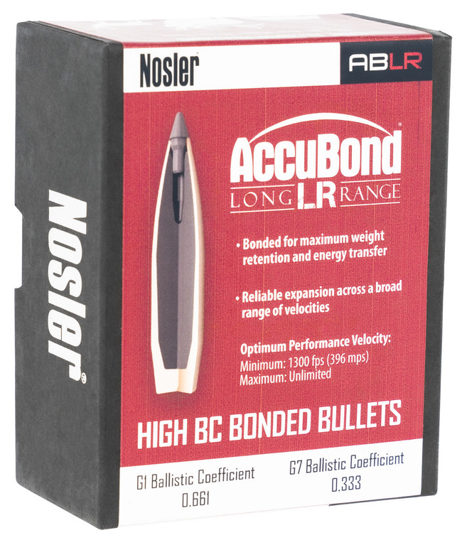Nosler AccuBond-LR .308 Caliber 210 Grain Spitzer Bullets, Part 58317, 100 Count