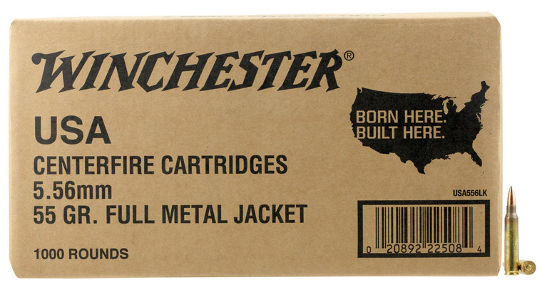 Winchester Ammo WM1931000 5.56x45mm NATO Full Metal Jacket Rifle Rounds – 55 Grains, 1,000 Rounds Box
