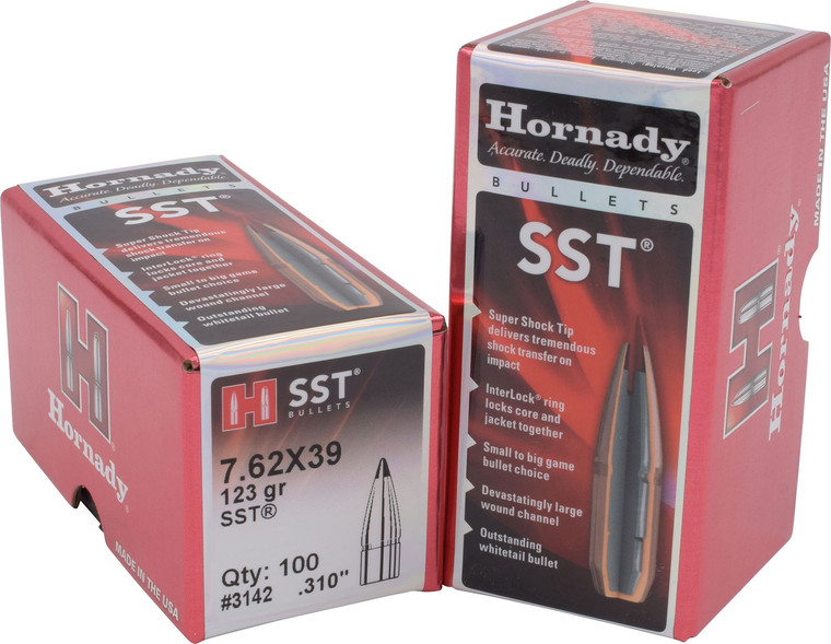 Hornady 3142 SST .310 Caliber 123 Grain Polymer Tip Reloading Bullets, 100 Count
