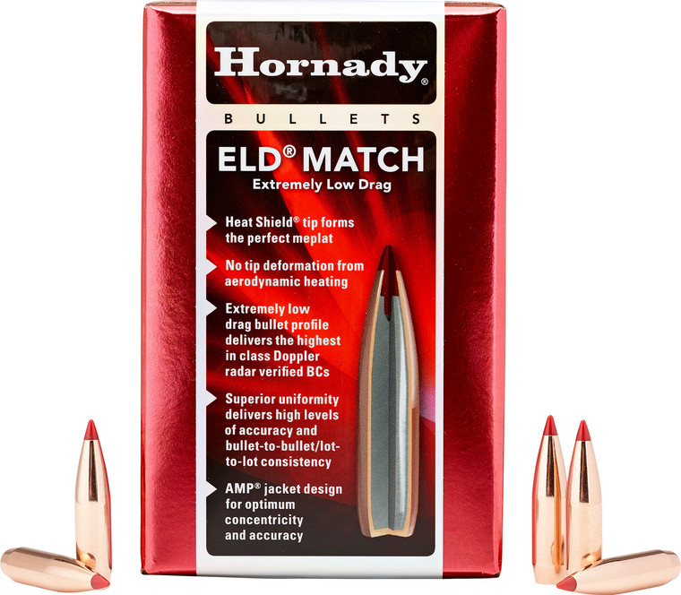 Hornady 263311 ELD Match .264 Caliber 140 Grain Reloading Bullets, 500 Count