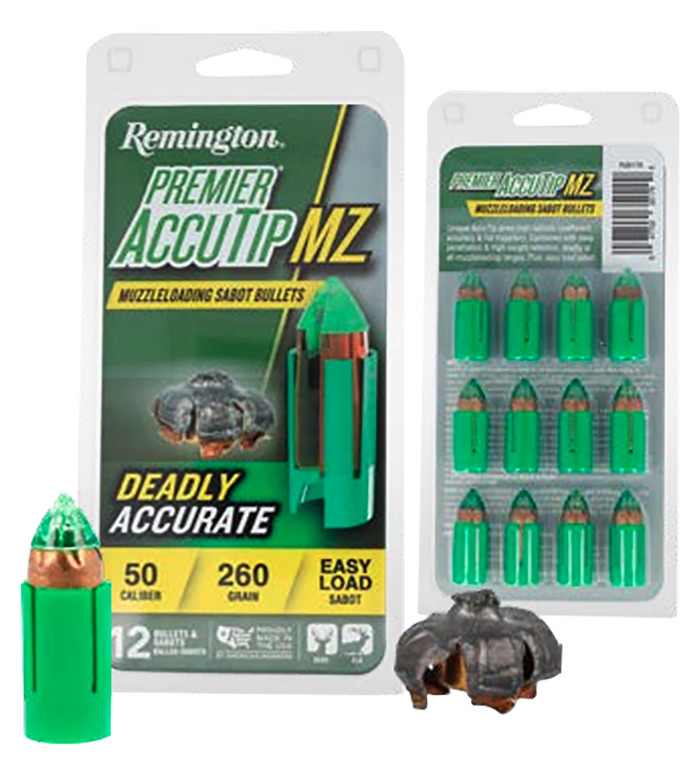Remington Ammunition R20179 Premier AccuTip .50 Caliber 260 Grain Sabot Slug, 12-Round Box