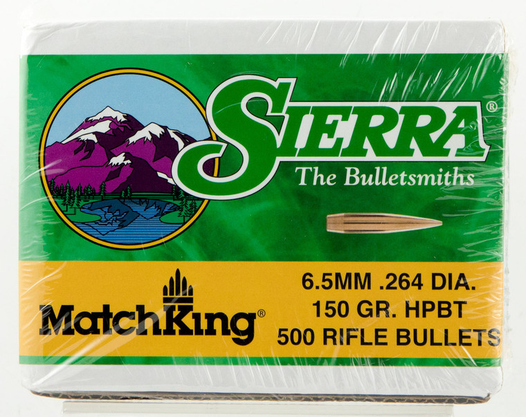 Sierra 1755C .264 Caliber 150 Grain MatchKing HPBT Reloading Bullets, 500 Count