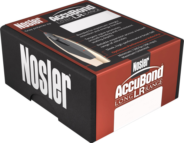 Nosler AccuBond-Long Range .338 Caliber 265 Grain Spitzer Boat Tail Bullets, 100 Count, Part 58454